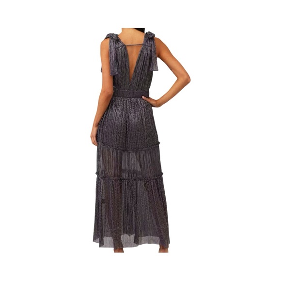 Sabina Musayev Helena Tiered Plisse Maxi Dress Multicolor Purple Womens Large - Picture 3 of 5